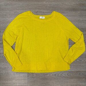 ZARA Cotton Yellow Tide Knit Relaxed fit Crop Sweater sz S